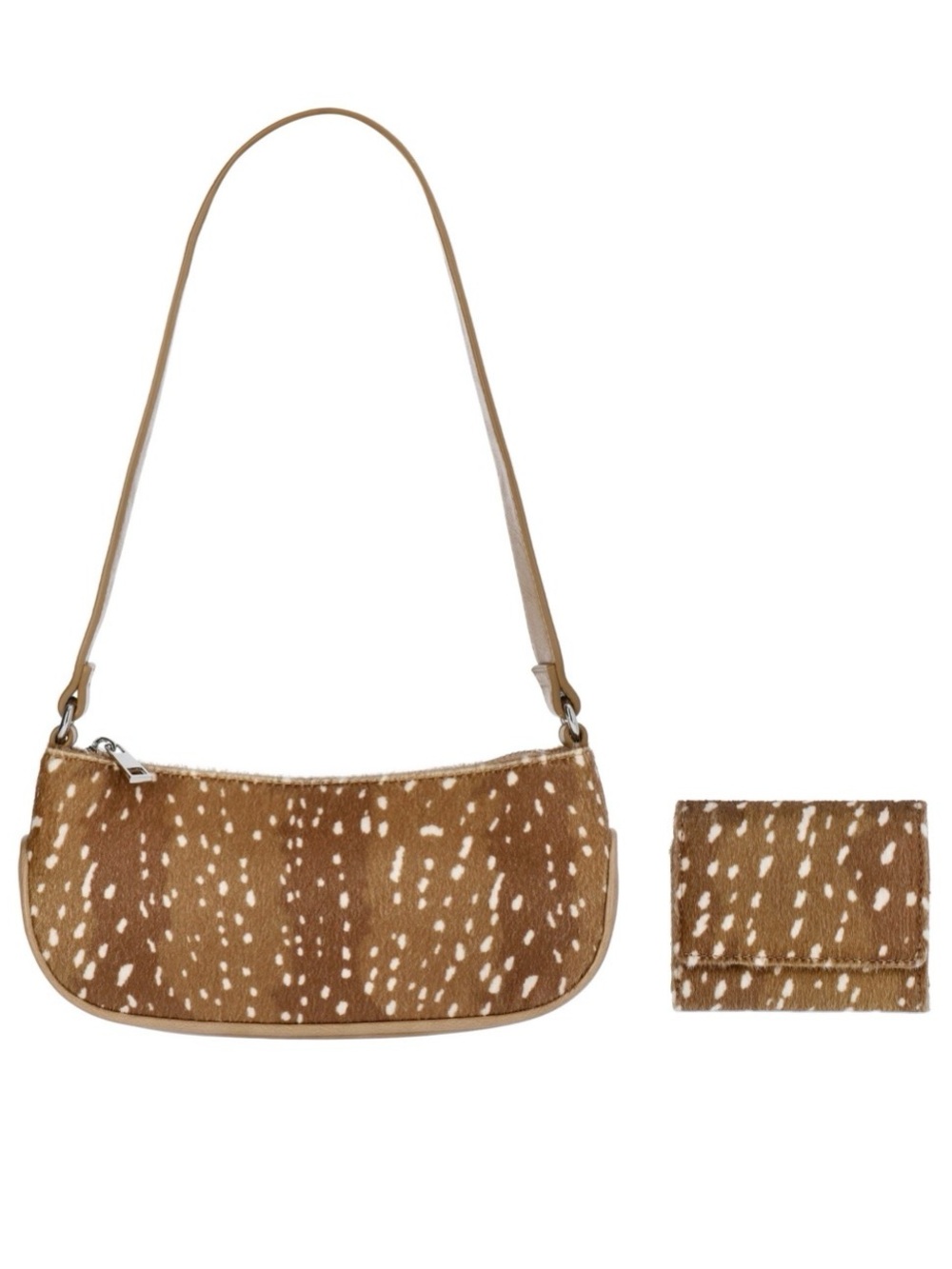 No Boundaries Doe Deer Print Moto Shoulder Bag & Matching Wallet Set NWT